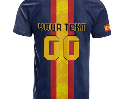 Custom Spain Football T Shirt La Roja With Carnation Pattern