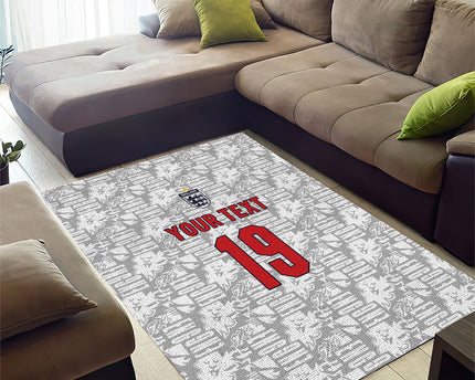 Custom World Football 2026 England Area Rug Three Lions Monogram White Glory