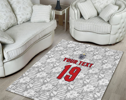 Custom World Football 2026 England Area Rug Three Lions Monogram White Glory