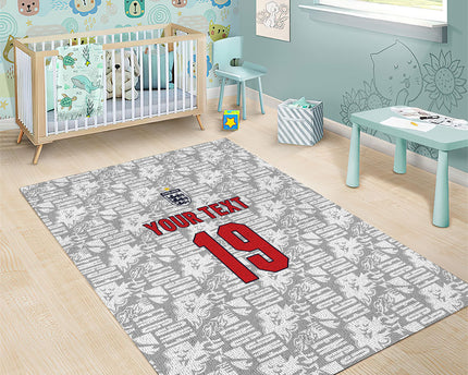 Custom World Football 2026 England Area Rug Three Lions Monogram White Glory