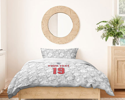 Custom World Football 2026 England Bedding Set Three Lions Monogram White Glory