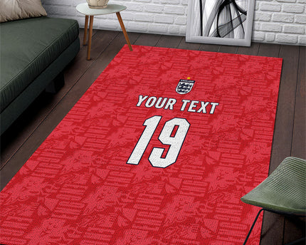 Custom World Football 2026 England Area Rug Three Lions Monogram Red Glory