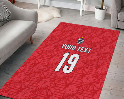Custom World Football 2026 England Area Rug Three Lions Monogram Red Glory