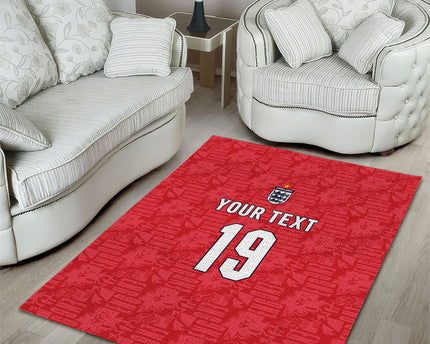 Custom World Football 2026 England Area Rug Three Lions Monogram Red Glory