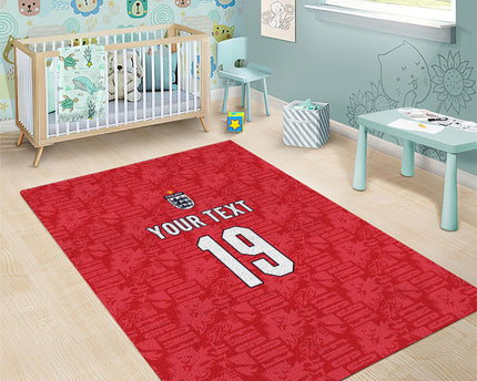 Custom World Football 2026 England Area Rug Three Lions Monogram Red Glory