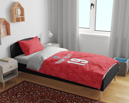 Custom World Football 2026 England Bedding Set Three Lions Monogram Red Glory