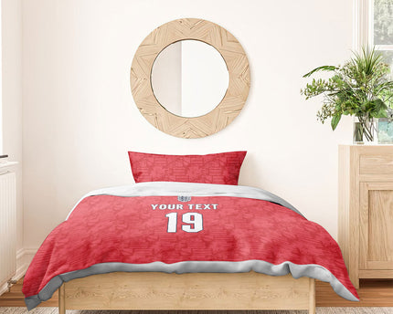 Custom World Football 2026 England Bedding Set Three Lions Monogram Red Glory