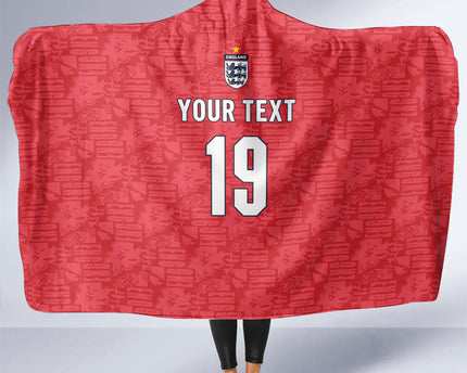 Custom World Football 2026 England Hooded Blanket Three Lions Monogram Red Glory