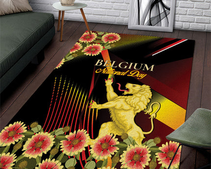 Belgium National Day Area Rug Rampant Lion Gaillardia Heritage Pride