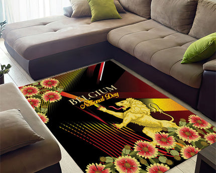 Belgium National Day Area Rug Rampant Lion Gaillardia Heritage Pride