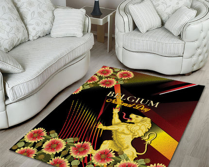 Belgium National Day Area Rug Rampant Lion Gaillardia Heritage Pride