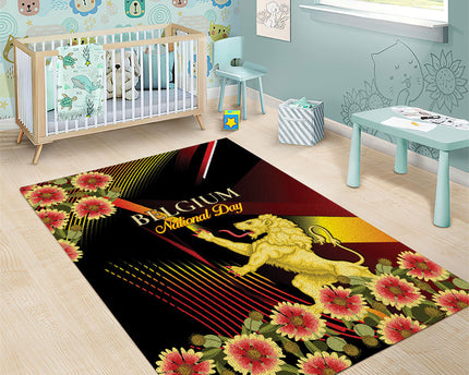 Belgium National Day Area Rug Rampant Lion Gaillardia Heritage Pride