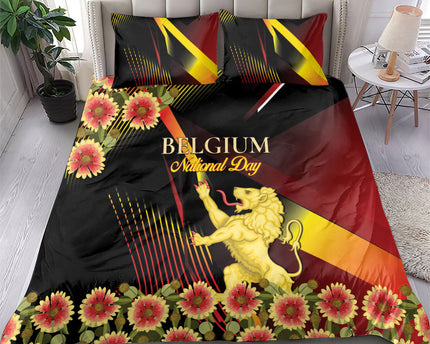Belgium National Day Bedding Set Rampant Lion Gaillardia Heritage Pride