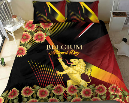 Belgium National Day Bedding Set Rampant Lion Gaillardia Heritage Pride