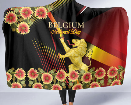 Belgium National Day Hooded Blanket Rampant Lion Gaillardia Heritage Pride