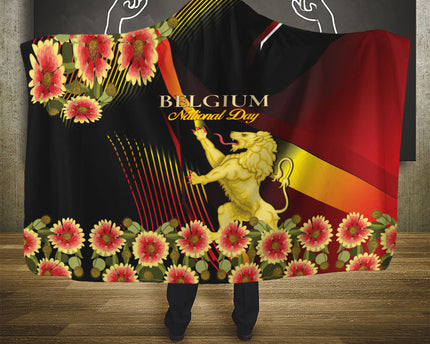 Belgium National Day Hooded Blanket Rampant Lion Gaillardia Heritage Pride