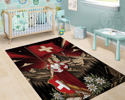 Switzerland National Day Area Rug Helvetia Alps Heritage Pride