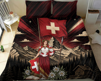 Switzerland National Day Bedding Set Helvetia Alps Heritage Pride