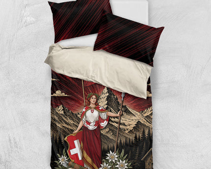 Switzerland National Day Bedding Set Helvetia Alps Heritage Pride