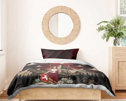 Switzerland National Day Bedding Set Helvetia Alps Heritage Pride