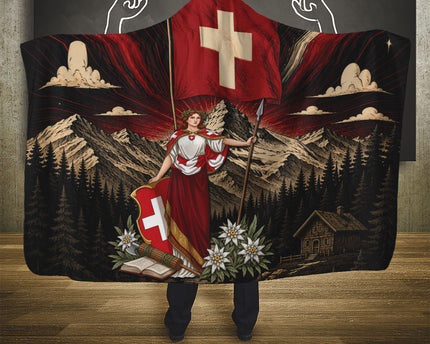 Switzerland National Day Hooded Blanket Helvetia Alps Heritage Pride