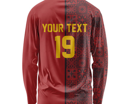 Custom World Football 2026 Spain Long Sleeve Shirt Spanish Lion Azulejo Pattern