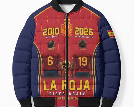 Custom Spain La Roja Football Bomber Puffer Jacket 2010 Legacy 2026 Next Chapter