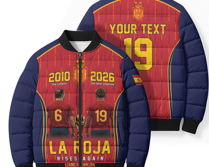 Custom Spain La Roja Football Bomber Puffer Jacket 2010 Legacy 2026 Next Chapter