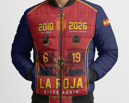 Custom Spain La Roja Football Bomber Puffer Jacket 2010 Legacy 2026 Next Chapter