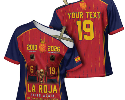 Custom Spain La Roja Football Cross Shoulder Shirt 2010 Legacy 2026 Next Chapter