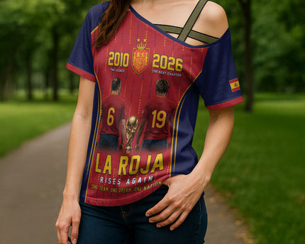 Custom Spain La Roja Football Cross Shoulder Shirt 2010 Legacy 2026 Next Chapter