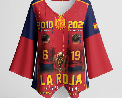 Custom Spain La Roja Football Kimono Sleeve Blouse 2010 Legacy 2026 Next Chapter