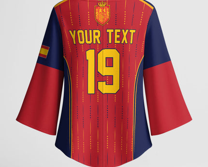 Custom Spain La Roja Football Kimono Sleeve Blouse 2010 Legacy 2026 Next Chapter