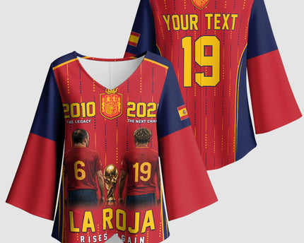 Custom Spain La Roja Football Kimono Sleeve Blouse 2010 Legacy 2026 Next Chapter