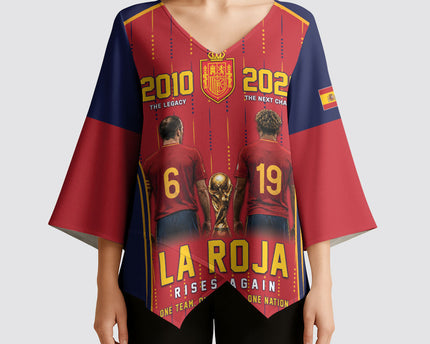 Custom Spain La Roja Football Kimono Sleeve Blouse 2010 Legacy 2026 Next Chapter