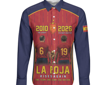 Custom Spain La Roja Football Long Sleeve Button Shirt 2010 Legacy 2026 Next Chapter