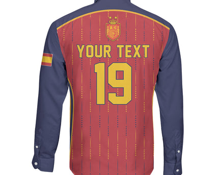Custom Spain La Roja Football Long Sleeve Button Shirt 2010 Legacy 2026 Next Chapter