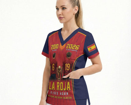 Custom Spain La Roja Football Scrub Top 2010 Legacy 2026 Next Chapter