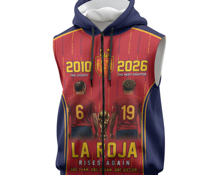 Custom Spain La Roja Football Sleeveless Zip Hoodie 2010 Legacy 2026 Next Chapter
