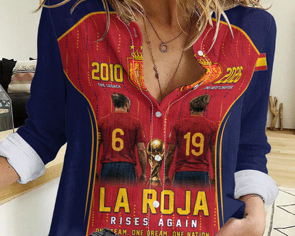 Custom Spain La Roja Football Women Casual Shirt 2010 Legacy 2026 Next Chapter