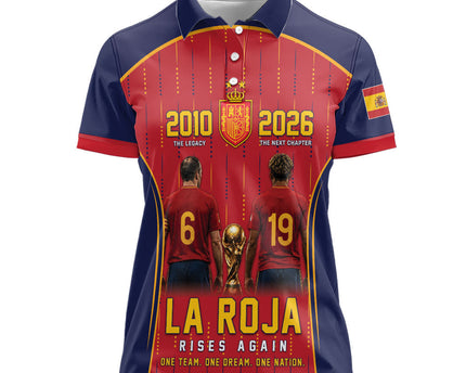Custom Spain La Roja Football Women Polo Shirt 2010 Legacy 2026 Next Chapter