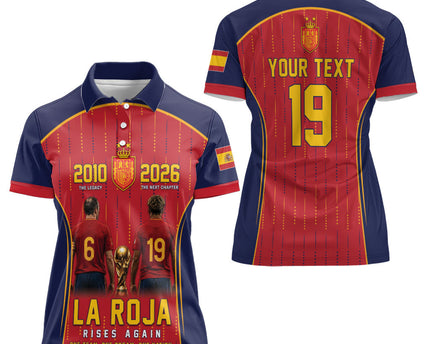 Custom Spain La Roja Football Women Polo Shirt 2010 Legacy 2026 Next Chapter
