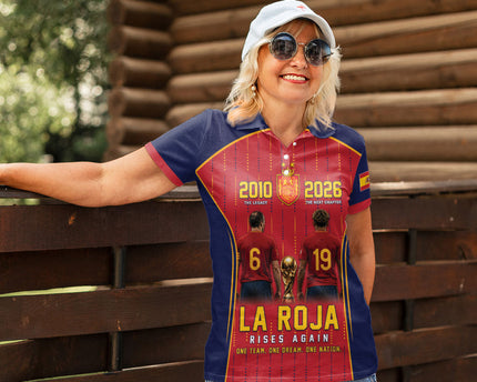 Custom Spain La Roja Football Women Polo Shirt 2010 Legacy 2026 Next Chapter