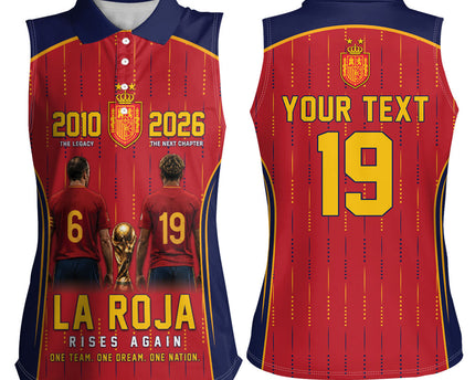 Custom Spain La Roja Football Women Sleeveless Polo Shirt 2010 Legacy 2026 Next Chapter