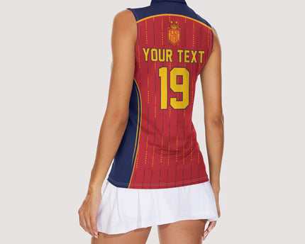 Custom Spain La Roja Football Women Sleeveless Polo Shirt 2010 Legacy 2026 Next Chapter