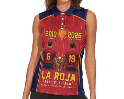 Custom Spain La Roja Football Women Sleeveless Polo Shirt 2010 Legacy 2026 Next Chapter