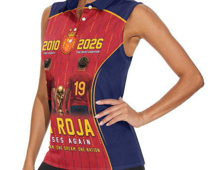 Custom Spain La Roja Football Women Sleeveless Polo Shirt 2010 Legacy 2026 Next Chapter