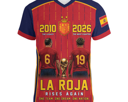 Custom Spain La Roja Football Women V-Neck T-Shirt 2010 Legacy 2026 Next Chapter