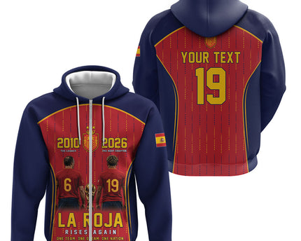 Custom Spain La Roja Football Zip Hoodie 2010 Legacy 2026 Next Chapter