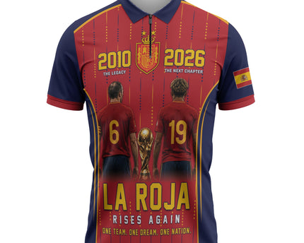 Custom Spain La Roja Football Zipper Polo Shirt 2010 Legacy 2026 Next Chapter